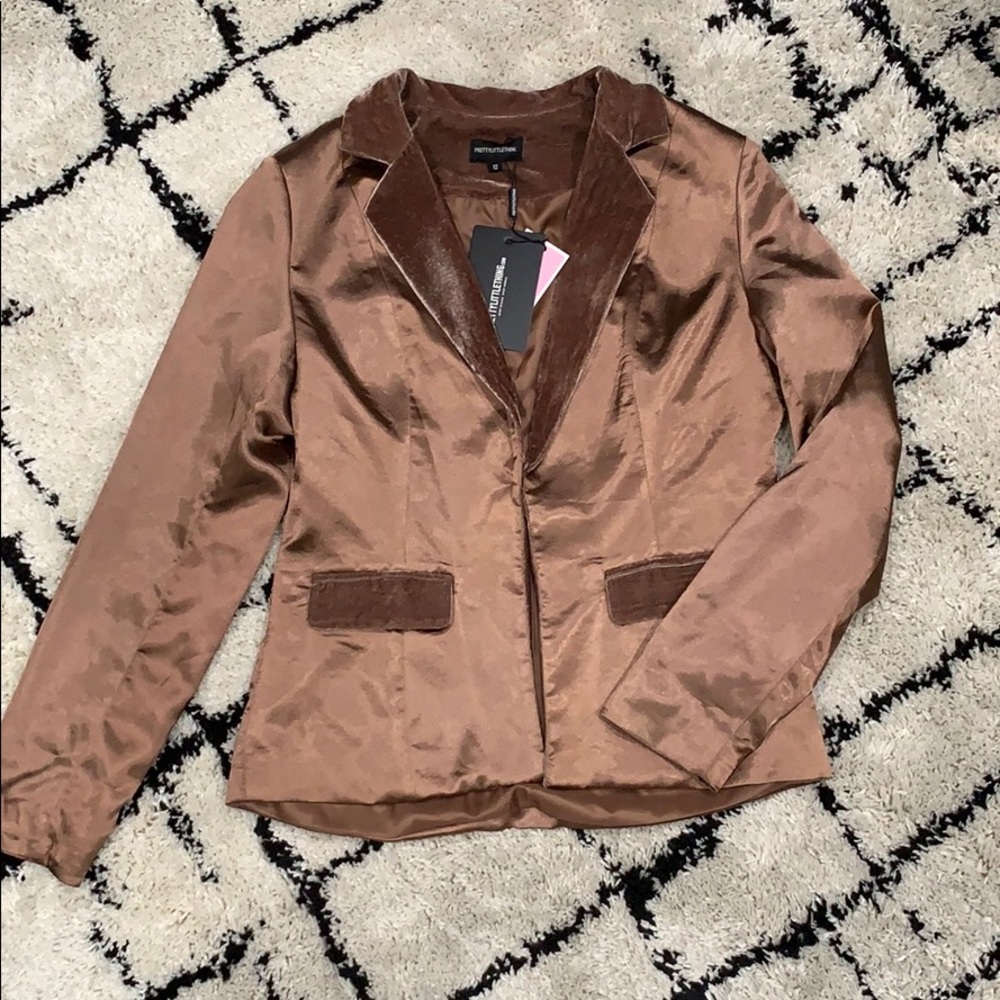 Alaynie Mink Velvet Lapel Satin Blazer